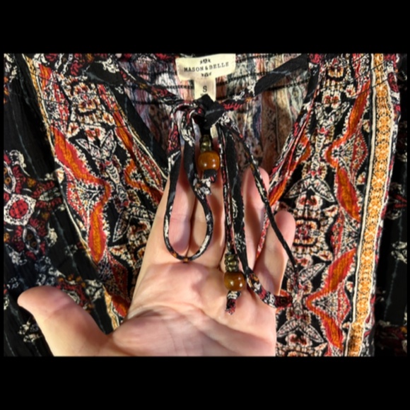 Mason & Belle Peasant Boho Top/Blouse Black/Red/ Multicolor Size S - NWT - Picture 6 of 14